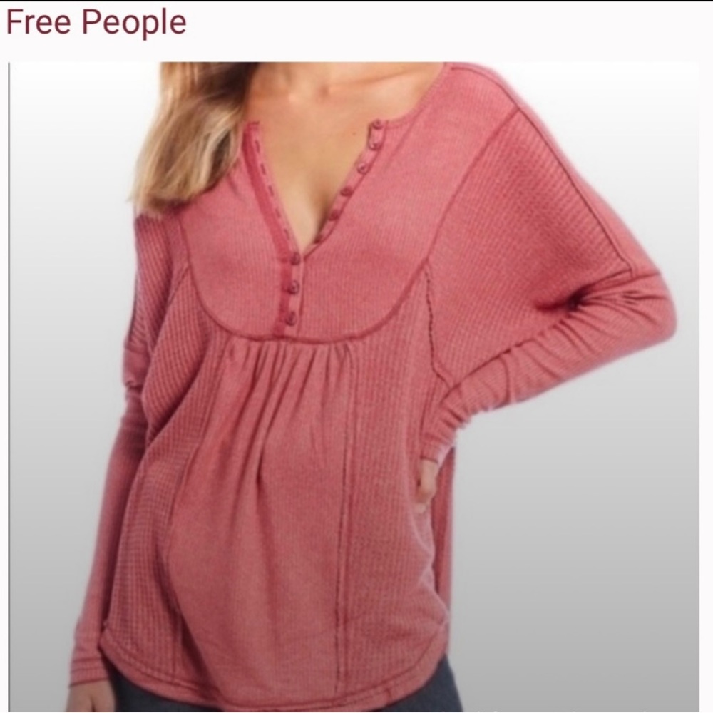 Free People Henley wild rose top pink core size S‎